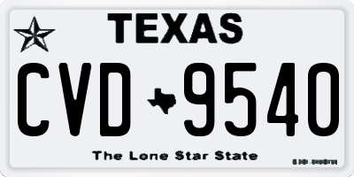 TX license plate CVD9540