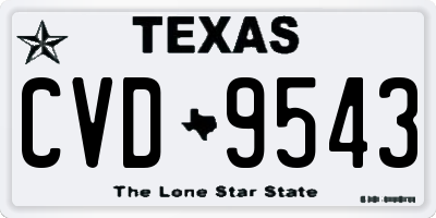 TX license plate CVD9543