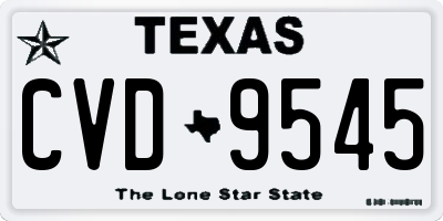 TX license plate CVD9545