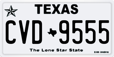 TX license plate CVD9555