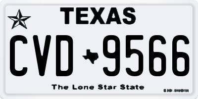 TX license plate CVD9566