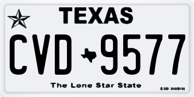 TX license plate CVD9577