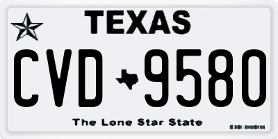 TX license plate CVD9580