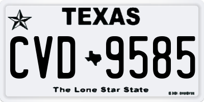 TX license plate CVD9585