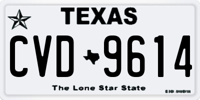 TX license plate CVD9614