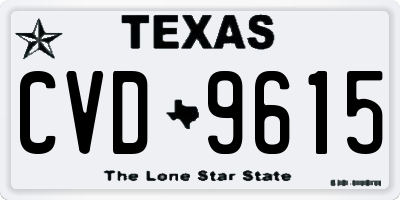 TX license plate CVD9615