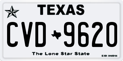 TX license plate CVD9620