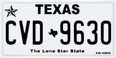 TX license plate CVD9630