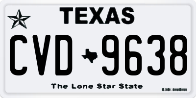 TX license plate CVD9638