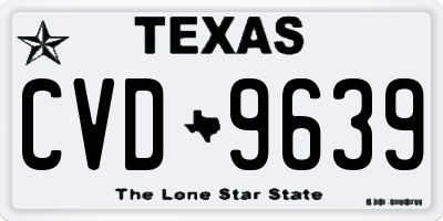TX license plate CVD9639