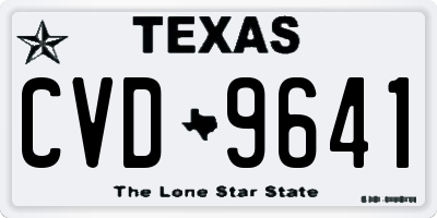 TX license plate CVD9641
