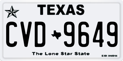 TX license plate CVD9649