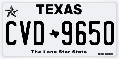 TX license plate CVD9650