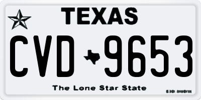 TX license plate CVD9653