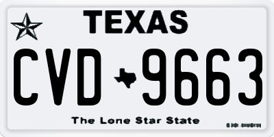 TX license plate CVD9663