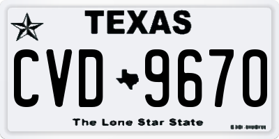 TX license plate CVD9670
