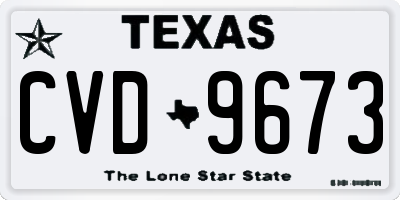 TX license plate CVD9673