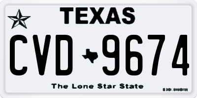 TX license plate CVD9674