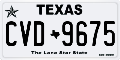 TX license plate CVD9675
