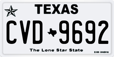 TX license plate CVD9692