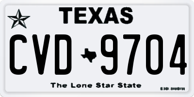 TX license plate CVD9704