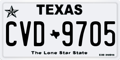 TX license plate CVD9705