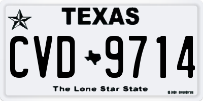 TX license plate CVD9714