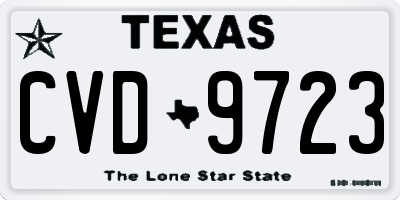 TX license plate CVD9723