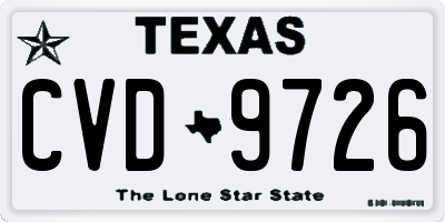 TX license plate CVD9726