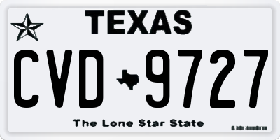 TX license plate CVD9727