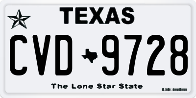 TX license plate CVD9728