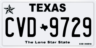 TX license plate CVD9729