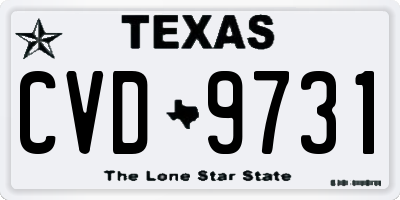 TX license plate CVD9731