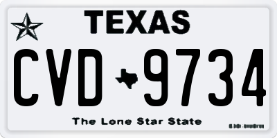TX license plate CVD9734