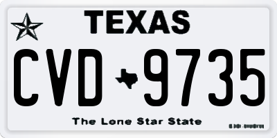 TX license plate CVD9735