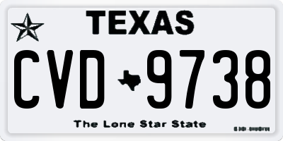 TX license plate CVD9738