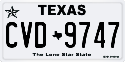 TX license plate CVD9747
