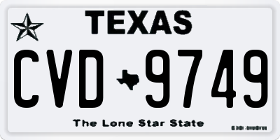 TX license plate CVD9749