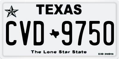 TX license plate CVD9750