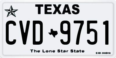 TX license plate CVD9751