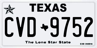 TX license plate CVD9752