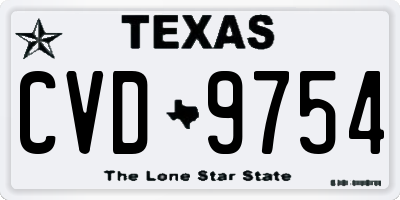 TX license plate CVD9754