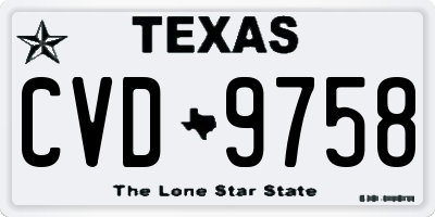 TX license plate CVD9758