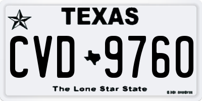 TX license plate CVD9760