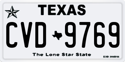 TX license plate CVD9769