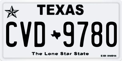 TX license plate CVD9780