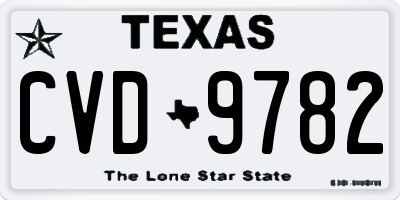 TX license plate CVD9782