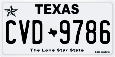 TX license plate CVD9786