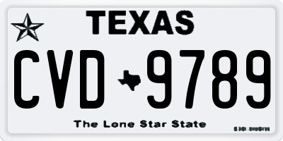 TX license plate CVD9789
