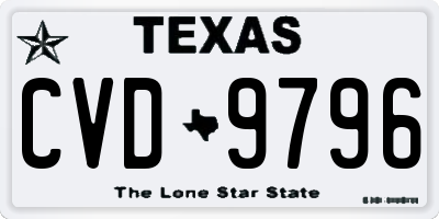 TX license plate CVD9796